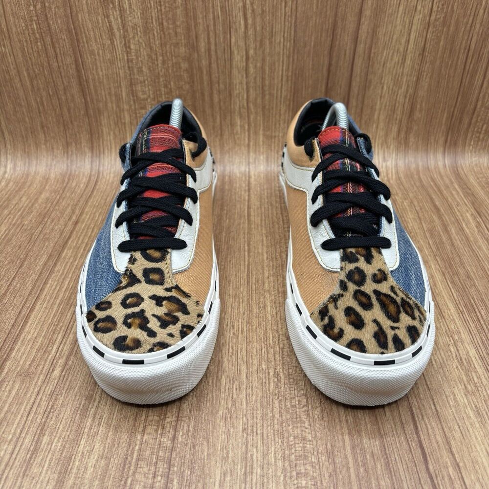 Vans Men’s Leopard Print, Tan & Blue Denim Low-Top Sneakers